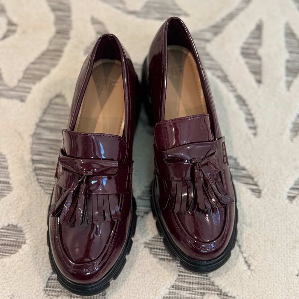 Men's Burgundy Loafers with Tassels 7.5